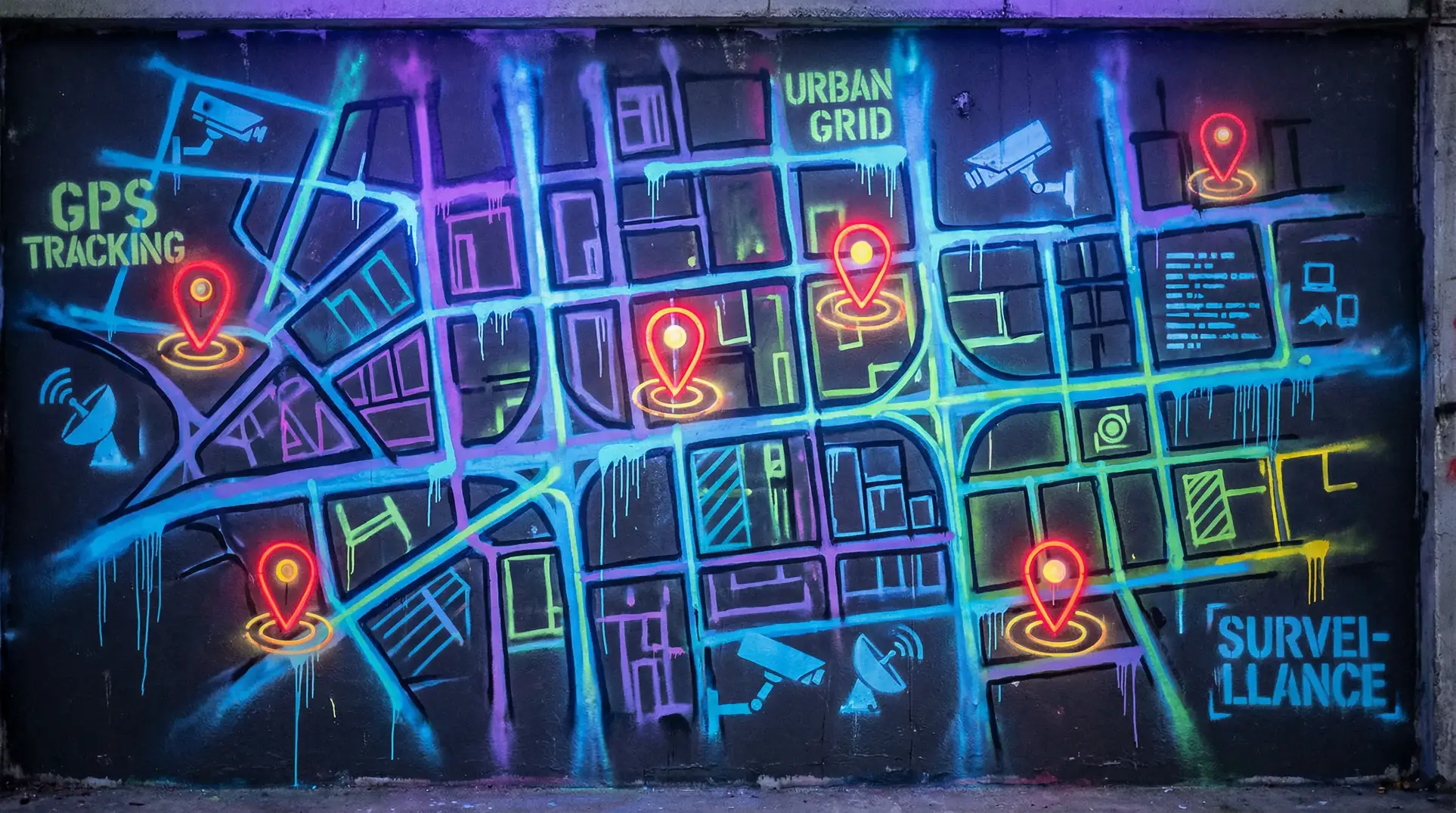 免费体验区试看120秒 狗仔追踪地图 - 城市涂鸦风格